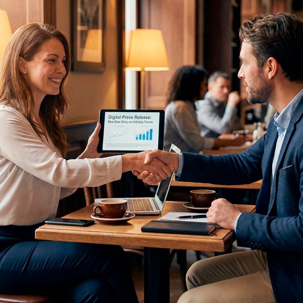 Profissional de SEO realizando outreach e prospecção de parceiros para link building.